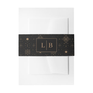 Bandeau De Faire-part Élégantes Initiales Flocon de Neige en Or Noir