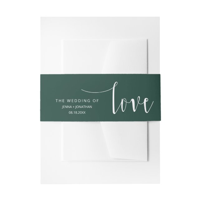 Bandeau De Faire-part Emerald Green Moderne Calligraphie Script Mariage (Devant example)