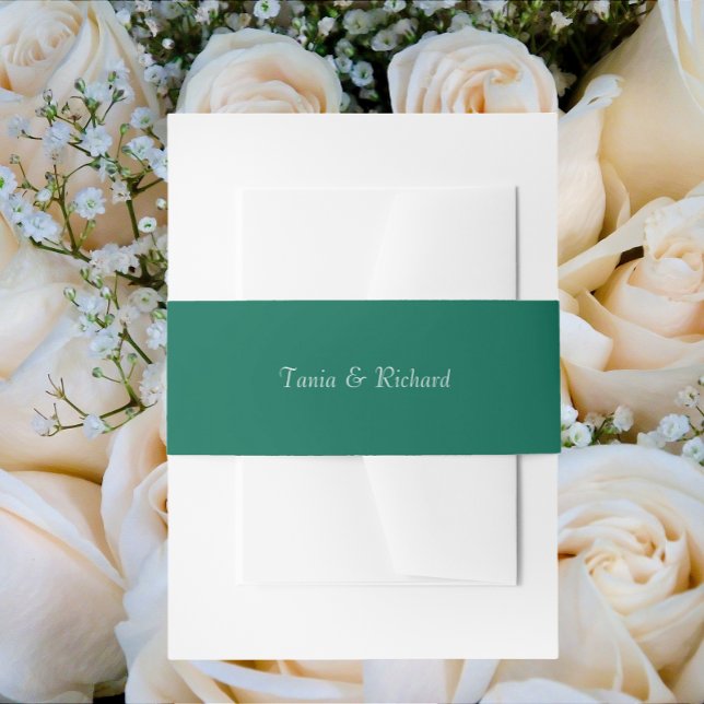 Bandeau De Faire-part Emerald Green Simple Stylisé Nom Mariage (In Situ Weddings)