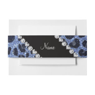 Bandeau De Faire-part Empreinte de léopard de parties scintillant bleu c