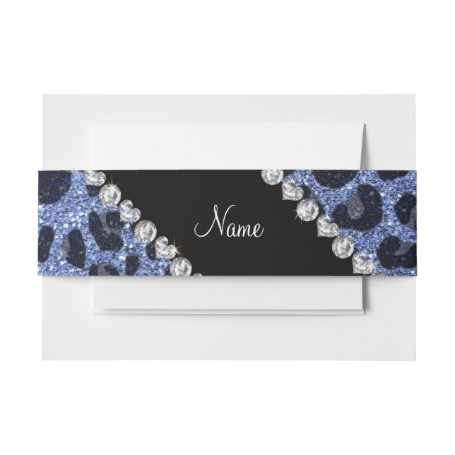 Bandeau De Faire-part Empreinte de léopard de parties scintillant bleu c (Devant Example)