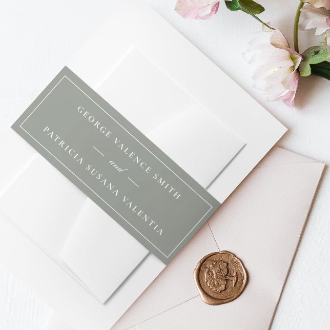 Bandeau De Faire-part encadré | Calligraphie Elegant Sage Green Mariage (Créateur téléchargé)