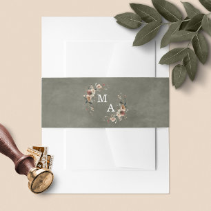 Bandeau De Faire-part Ethereal Elegance Sage Green Monogramme Mariage