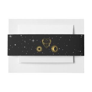Bandeau De Faire-part Étoiles célestes Crescent Lune Mariage d'or noir