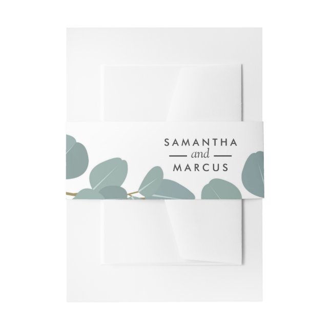 Bandeau De Faire-part Eucalyptus Wreath Green Mariage Belly Band (Devant example)