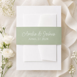 Bandeau De Faire-part Faire-Part de Mariage à l'Écriture Verte Sage avec