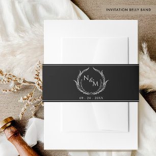 Bandeau De Faire-part Faire-part de mariage de crête de monogramme noir 