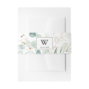 Bandeau De Faire-part Faire-part de mariage de Monogramme d'or Eucalyptu