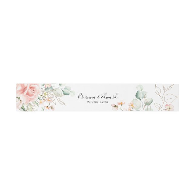 Bandeau De Faire-part Faire-part de mariage floral de feuillage vert or (Plat)