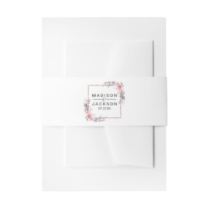 Bandeau De Faire-part Faire-part de mariage floral encadré d'or blanc et