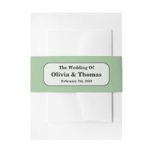 Faire-part de mariage vert sauge avec bande ventra