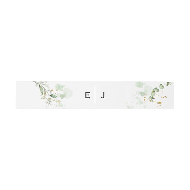 Bandeau De Faire-part Faisceau de monogramme de verdure chic pour invita (Plat)