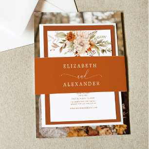 Bandeau De Faire-part Fall Terracotta mariage de calligraphie moderne