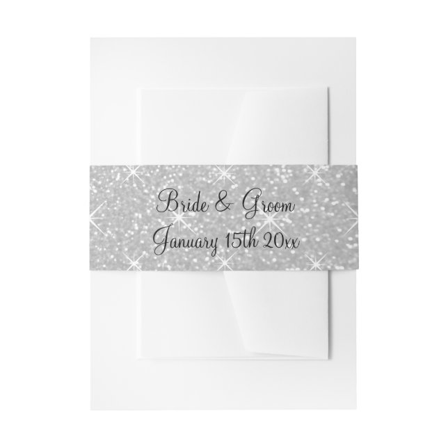 Bandeau De Faire-part Fancy parties scintillant argent faire-part de mar (Devant example)