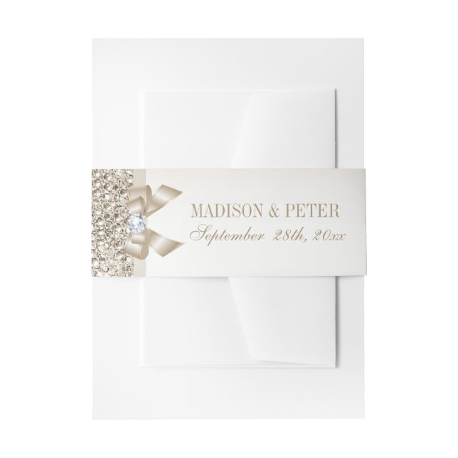 Bandeau De Faire-part Faux Champagne Sequins Bow Mariage (Devant example)