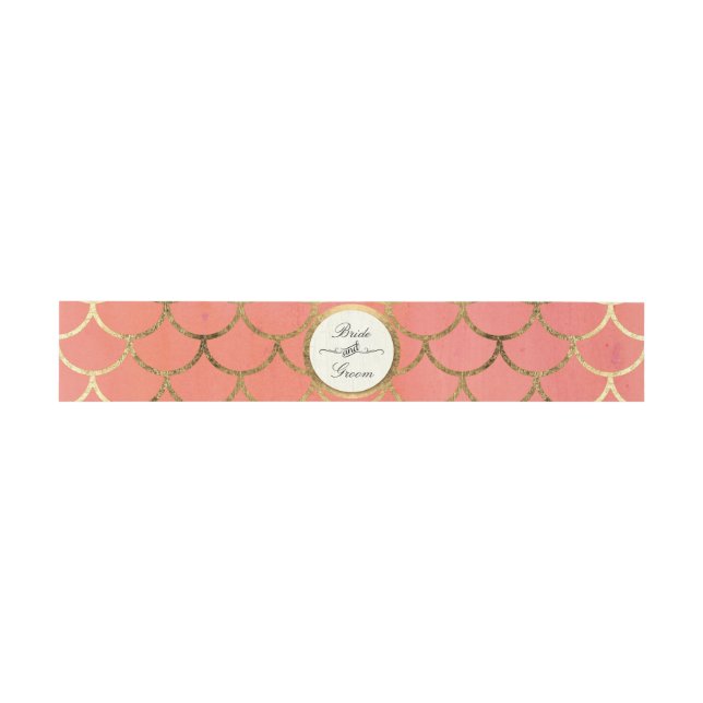 Bandeau De Faire-part Faux Gold Foil Aquarelle Art Déco Shell Motif (Plat)