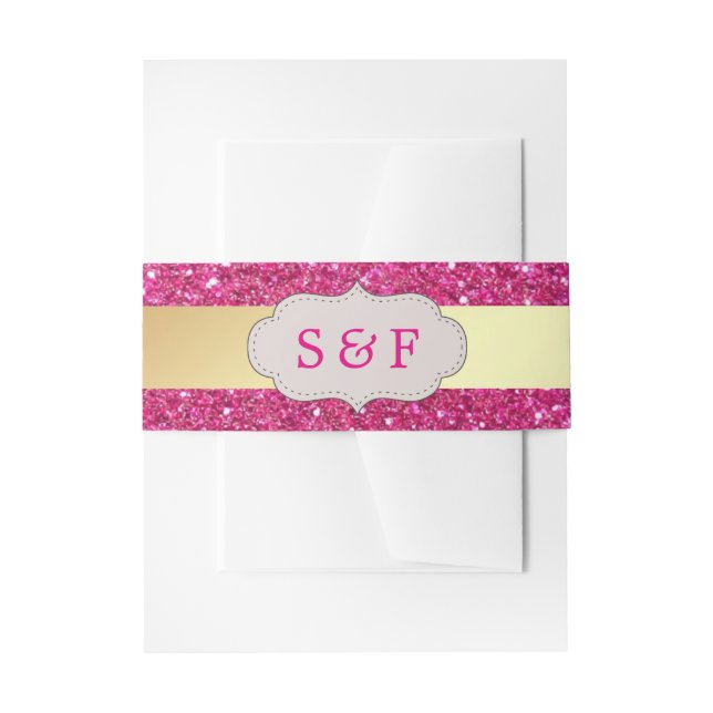 Bandeau De Faire-part Faux Gold Foil Hot rose Parties scintillant Mariag (Devant example)
