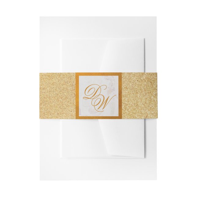 Bandeau De Faire-part Faux Gold Foil Monogramme Marbre Parties scintilla (Devant example)