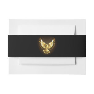 Bandeau De Faire-part Faux Gold Foil Peace Dove en noir