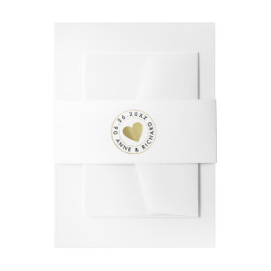 Bandeau De Faire-part faux or coeur amour mariage blanc