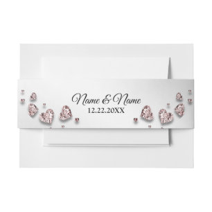 Bandeau De Faire-part Fête de Mariage Pink Peach Coeurs brillants