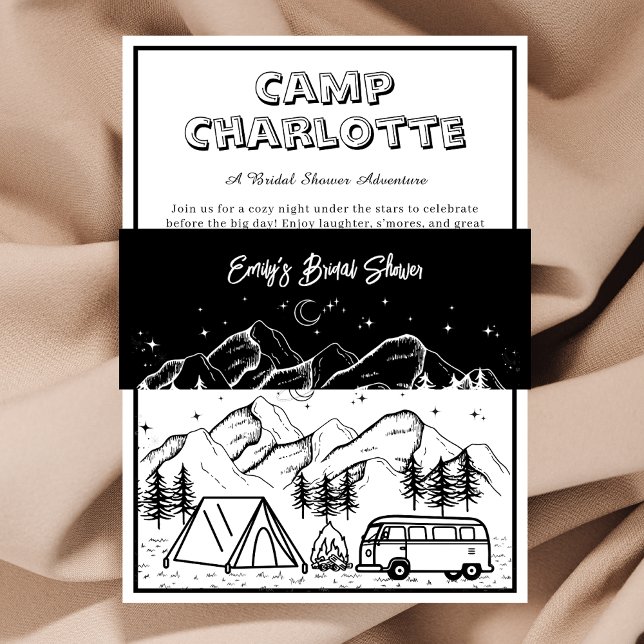 Bandeau De Faire-part Fête des mariées rustique noir et blanc (Créateur téléchargé)