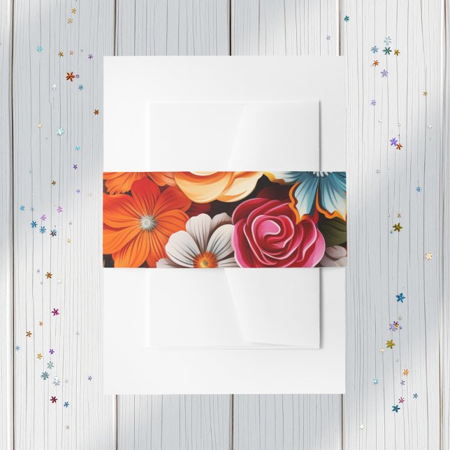 Bandeau De Faire-part Fête Florale (Floral Fiesta Invitation Belly Band)