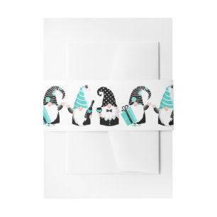 Bandeau De Faire-part Fêtes turquoises et noires Gnomes