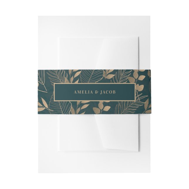 Bandeau De Faire-part Feuille de feuillage d'or (Devant example)