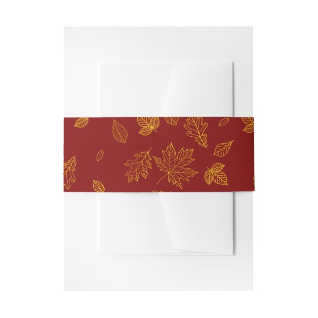 Bandeau De Faire-part Feuille d'or et chute rouge (Devant example)