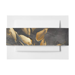 Bandeau De Faire-part Feuille d'or Impasto noir