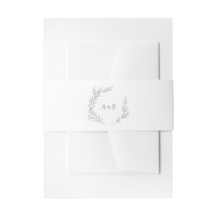 Bandeau De Faire-part Feuille minimale Dusty Blue Monogram Mariage