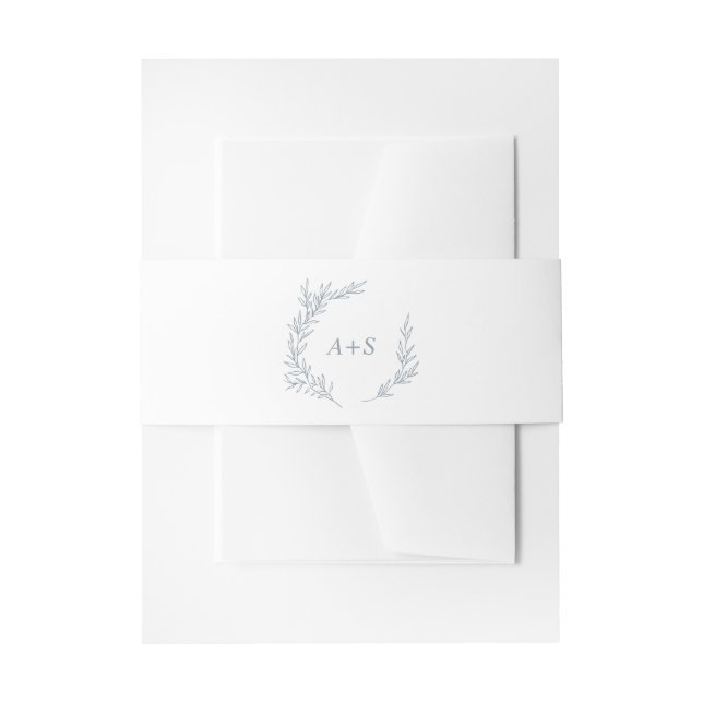 Bandeau De Faire-part Feuille minimale | Dusty Blue Monogram Mariage (Devant example)