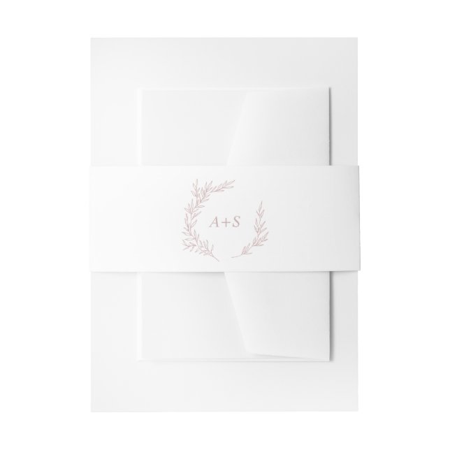 Bandeau De Faire-part Feuille minimale | Mariage de monogramme rose (Devant example)