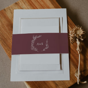 Bandeau De Faire-part Feuille minimale   Mariage Monogram Bourgogne