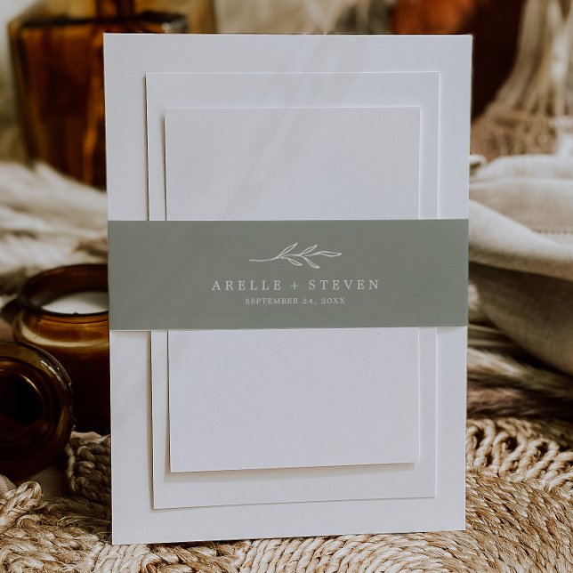 Bandeau De Faire-part Feuille minimale | Mariage vert Sage (Créateur téléchargé)