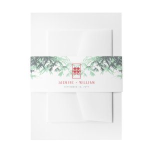 Bandeau De Faire-part Feuilles bambou vert Mint Double Xi Mariage chinoi