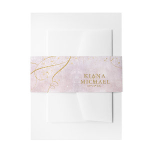 Bandeau De Faire-part Fine Lines Gold Abstrait Mariage V1 Mauve ID867