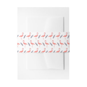Bandeau De Faire-part Flamants roses et motif en feuille de palme tropic