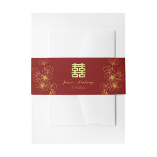 Bandeau De Faire-part Fleur cerisier ligne mariage chinois double xi