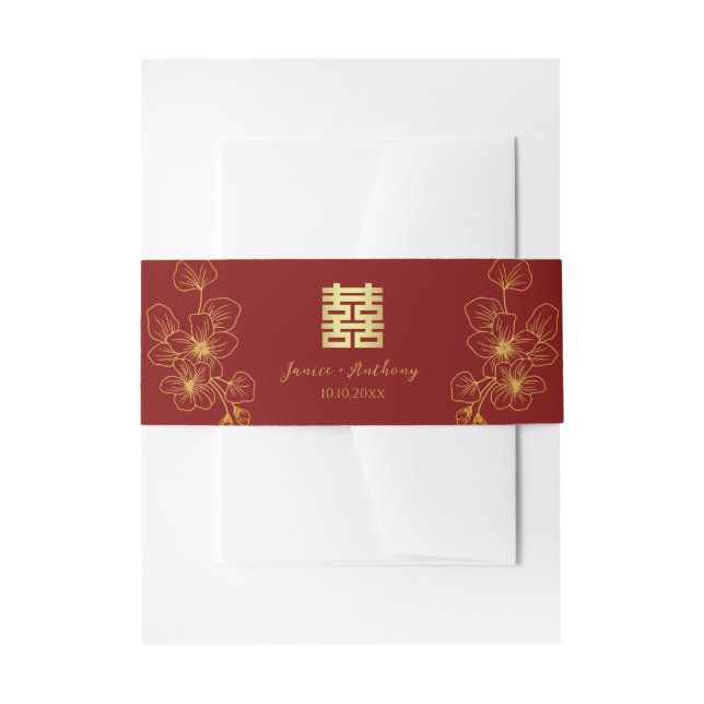 Bandeau De Faire-part Fleur cerisier ligne mariage chinois double xi (Devant example)