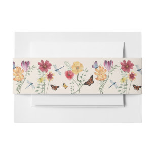 Bandeau De Faire-part Fleur sauvage coloré simple Mariage floral 