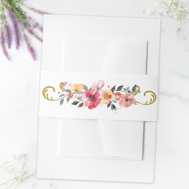 Bandeau De Faire-part Fleur sauvage d'aquarelle Mariage d'été du printem (Créateur téléchargé)
