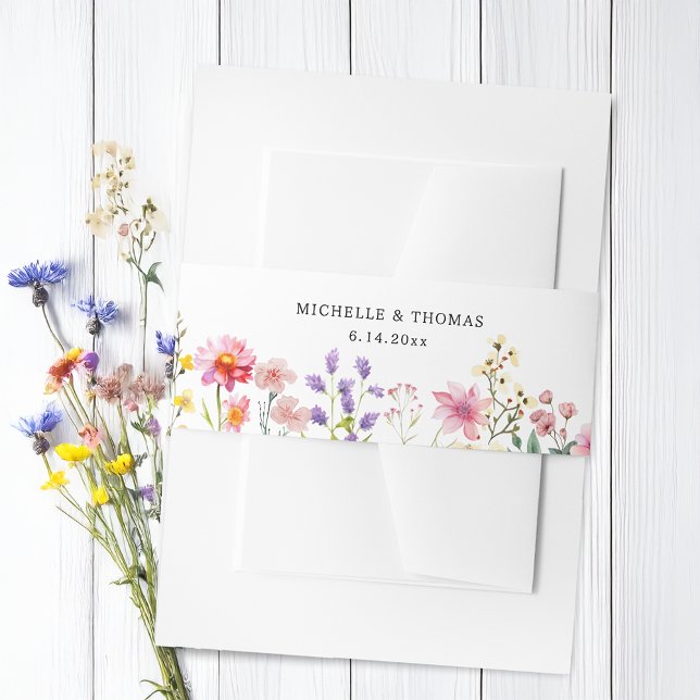 Bandeau De Faire-part Fleur sauvage d'aquarelle Mariage d'été du printem (Créateur téléchargé)
