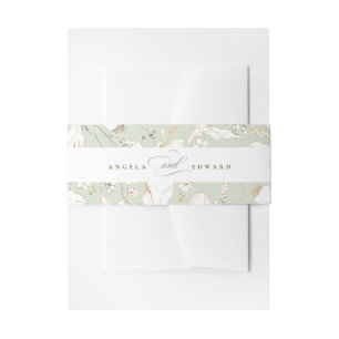 Bandeau De Faire-part Fleur sauvage dessiné à la main Sage Green Mariage