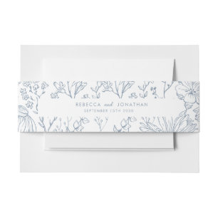 Bandeau De Faire-part Fleur sauvage Floral Dusty Blue Mariage