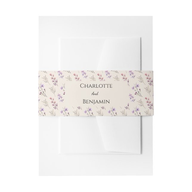 Bandeau De Faire-part Fleur sauvage moderne Mariage beige (Devant example)