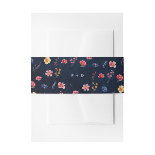 Bandeau De Faire-part Fleur sauvage Rustique Pays Boho Floral Marine Mar