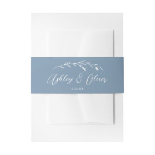 Bandeau De Faire-part Fleur sauvage rustique Script Dusty Mariage bleu