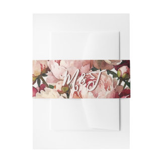 Bandeau De Faire-part Fleurs aquarelles | Mariage romantique aux pivoine